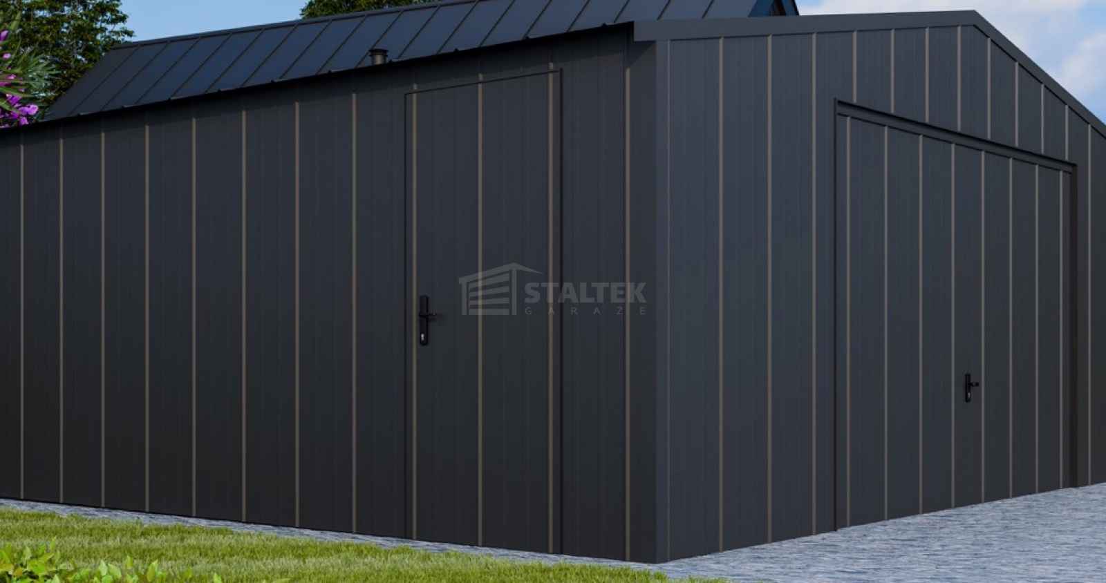 Garaż blaszany 6x6 - brama uchylna - drzwi blacha na rąbek dach ST207 Lubin - zdjęcie 4