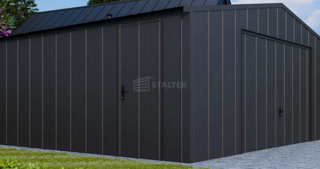 Garaż blaszany 6x6 - brama uchylna - drzwi blacha na rąbek dach ST207 Lubin - zdjęcie 4