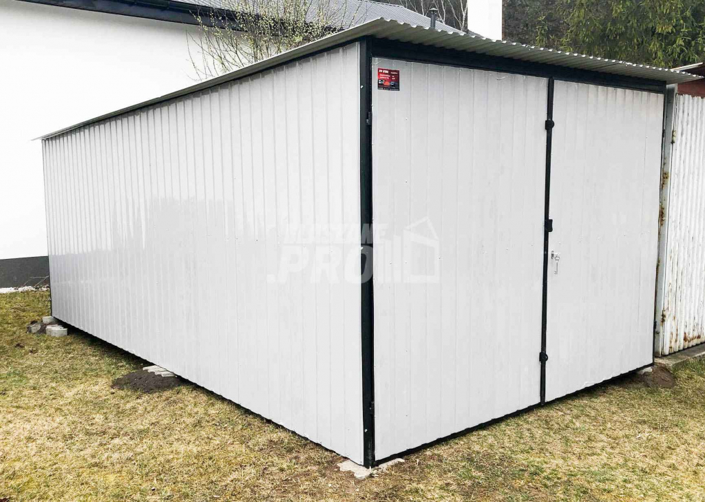 Garaż blaszany 3x5 Brama dwuskrzydłowa Biały  Dach spad w tył GP102 Gorzów Wielkopolski - zdjęcie 1