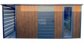 Schowek - Domek Ogrodowy 3,5x2m + wiata 0,7m  Drzwi  okno dach GP553