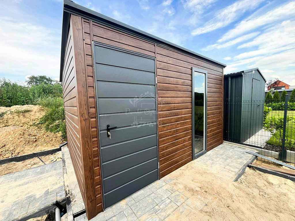 Schowek domek ogrodowy 3x3m  okno  drewnopodobny - antracyt ID882 Olsztynek - zdjęcie 4