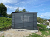 Garaż blaszany 3x9m - brama dwuskrzydłowa - antracyt - dach  GP649 Siedlce - zdjęcie 4