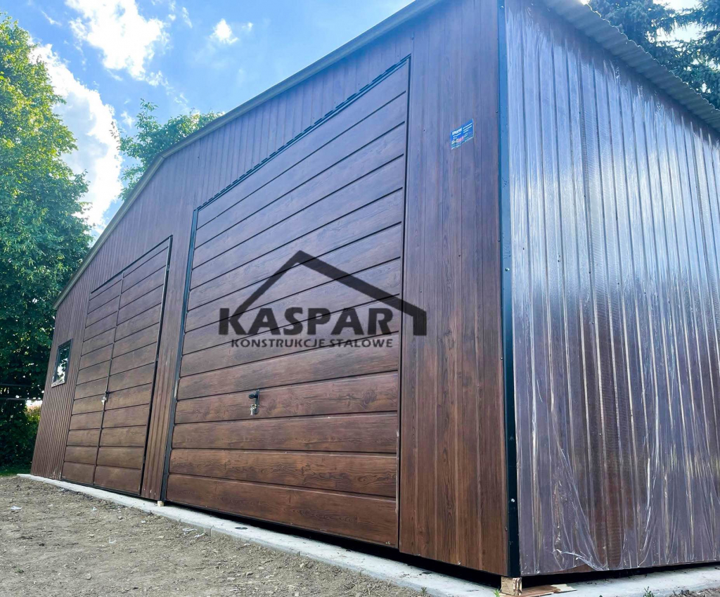 Garaż blaszany 9x6 2x Brama okno  drewnopodobny  Dach dwuspadowy GP139 Grzybowo - zdjęcie 1