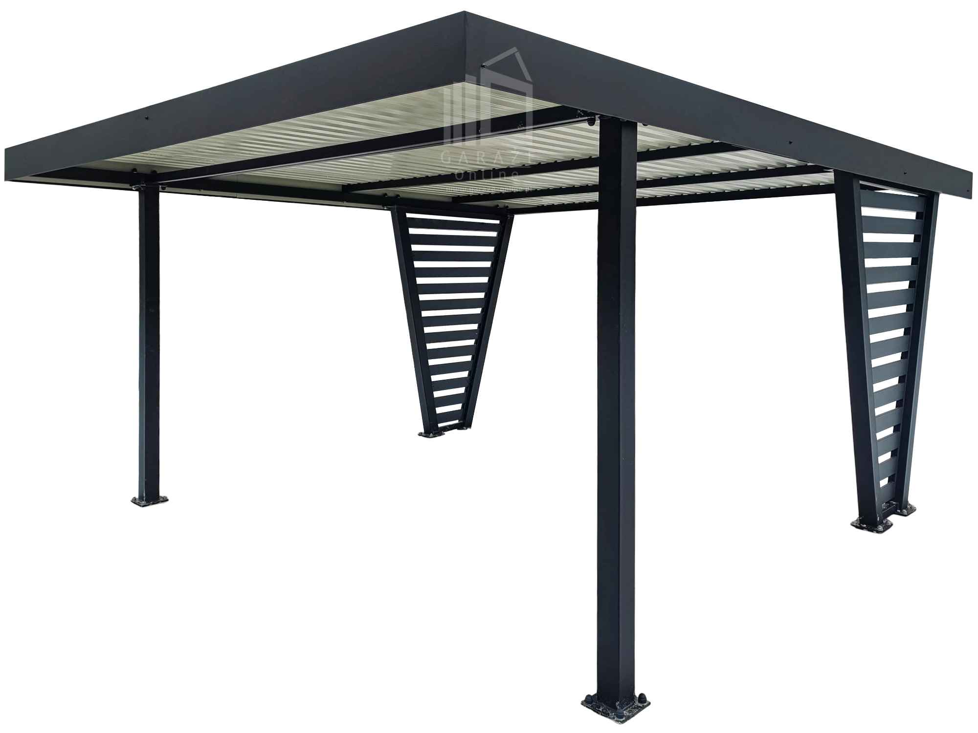 Carport V PREMIUM 4x5m - Wypełnienie panelami Wiata samochodowa ID1191 Toruń - zdjęcie 1