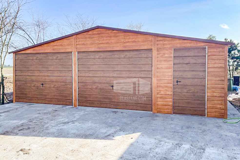 Garaż Blaszany 8x6m 2x Brama Uchylna Jasny Orzech Drewnopodobny BL216 Tychy - zdjęcie 4