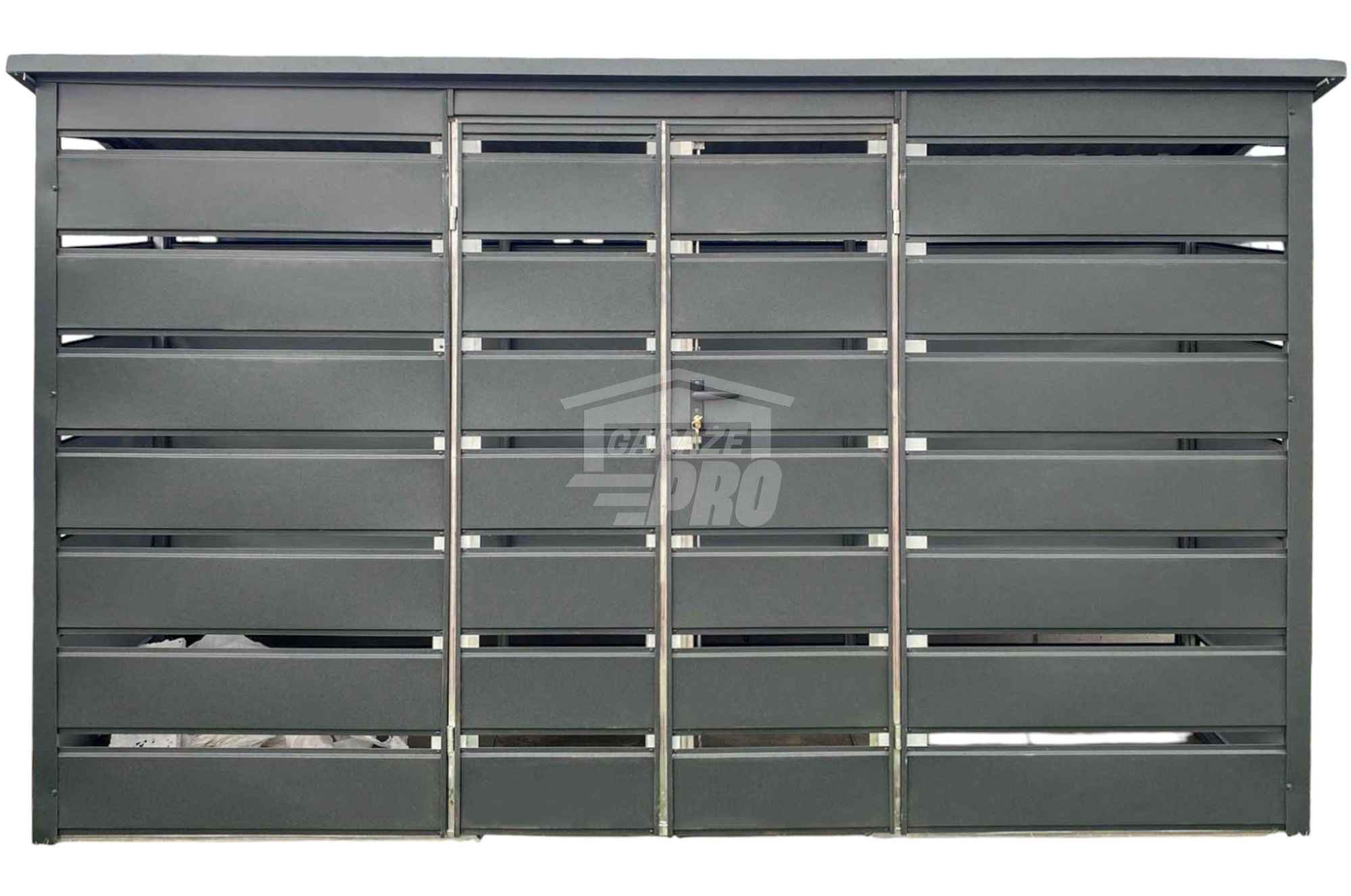 Wiata śmietnikowa dach prosty 4x0,6m 2x furtka -  Antracyt GP557 Nowy Tomyśl - zdjęcie 1