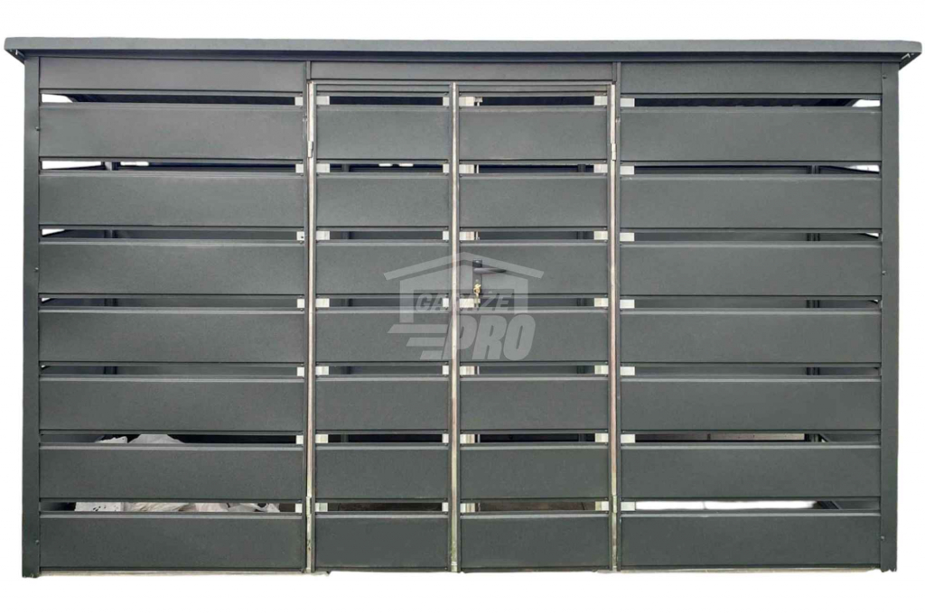 Wiata śmietnikowa dach prosty 4x0,6m 2x furtka -  Antracyt GP557 Nowy Tomyśl - zdjęcie 1