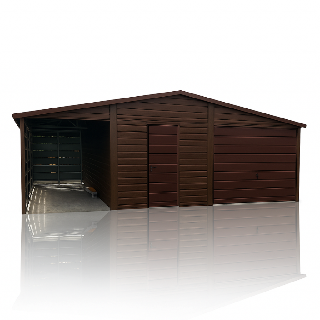 Garaż 6x5 + Wiata 2x5 Drewnopodobny Premium Dwuspadowy Montaż Gratis Krosno - zdjęcie 1