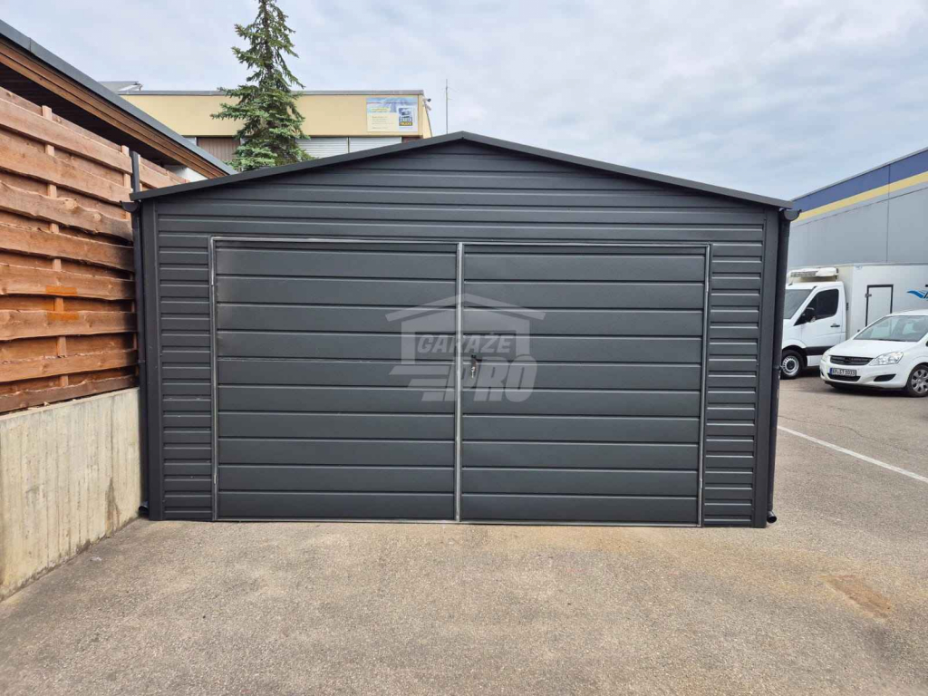 Garaż blaszany 3,5x5 2x Brama Antracyt Dach dwuspadowy rynna GP573 Kościerzyna - zdjęcie 3