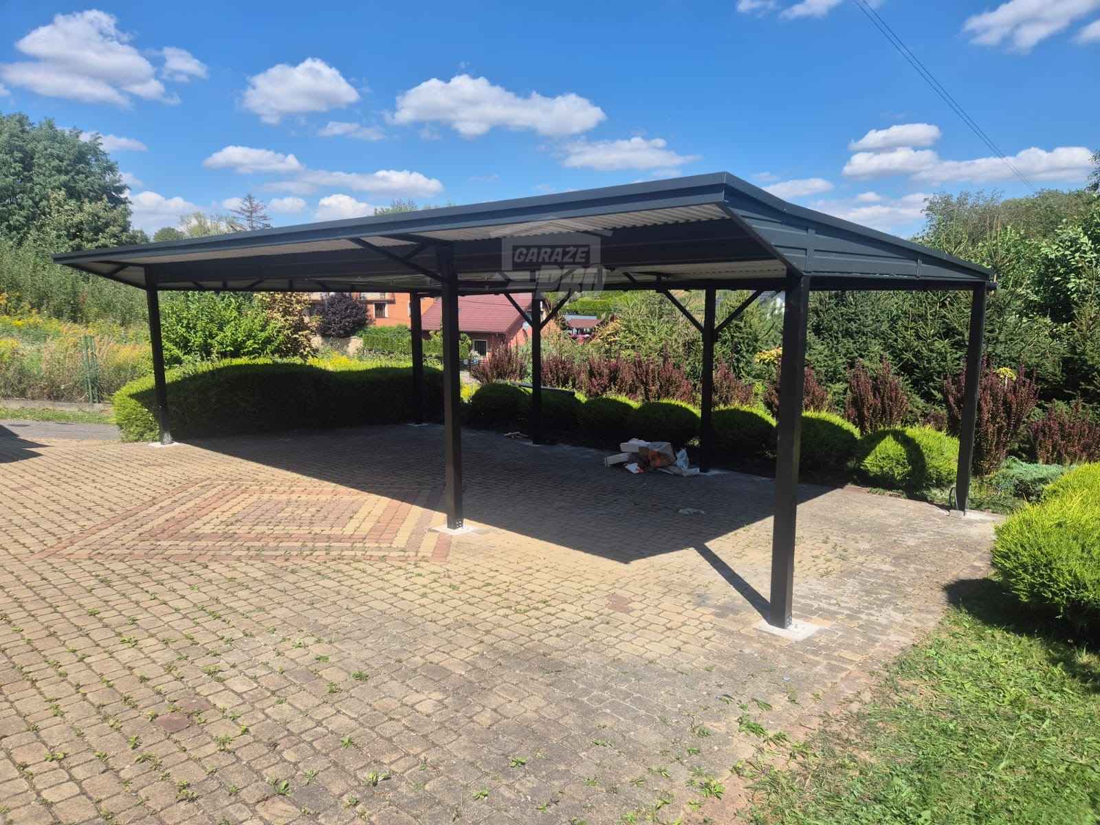Wiata samochodowa CarPort 8x5 m + wypust dachu 1m  rynny GP721 Legnica - zdjęcie 10