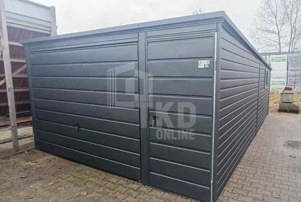 Garaż Blaszany 4x7 Brama Uchylna Drzwi Antracyt dach spad w tył TKD198 Psie Pole - zdjęcie 3