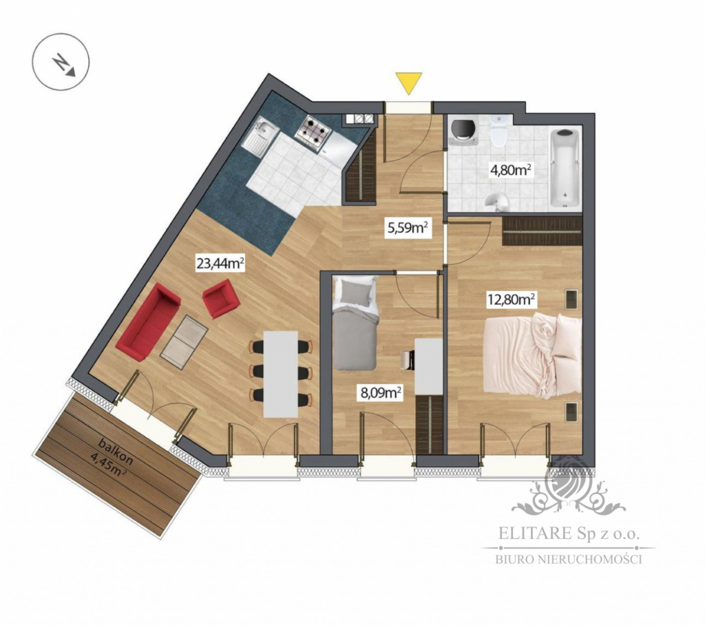 Mieszkanie 54,72m2, 3 pokoje, ogrzewanie miejskie/ Huby, Wrocław Wrocław - zdjęcie 2