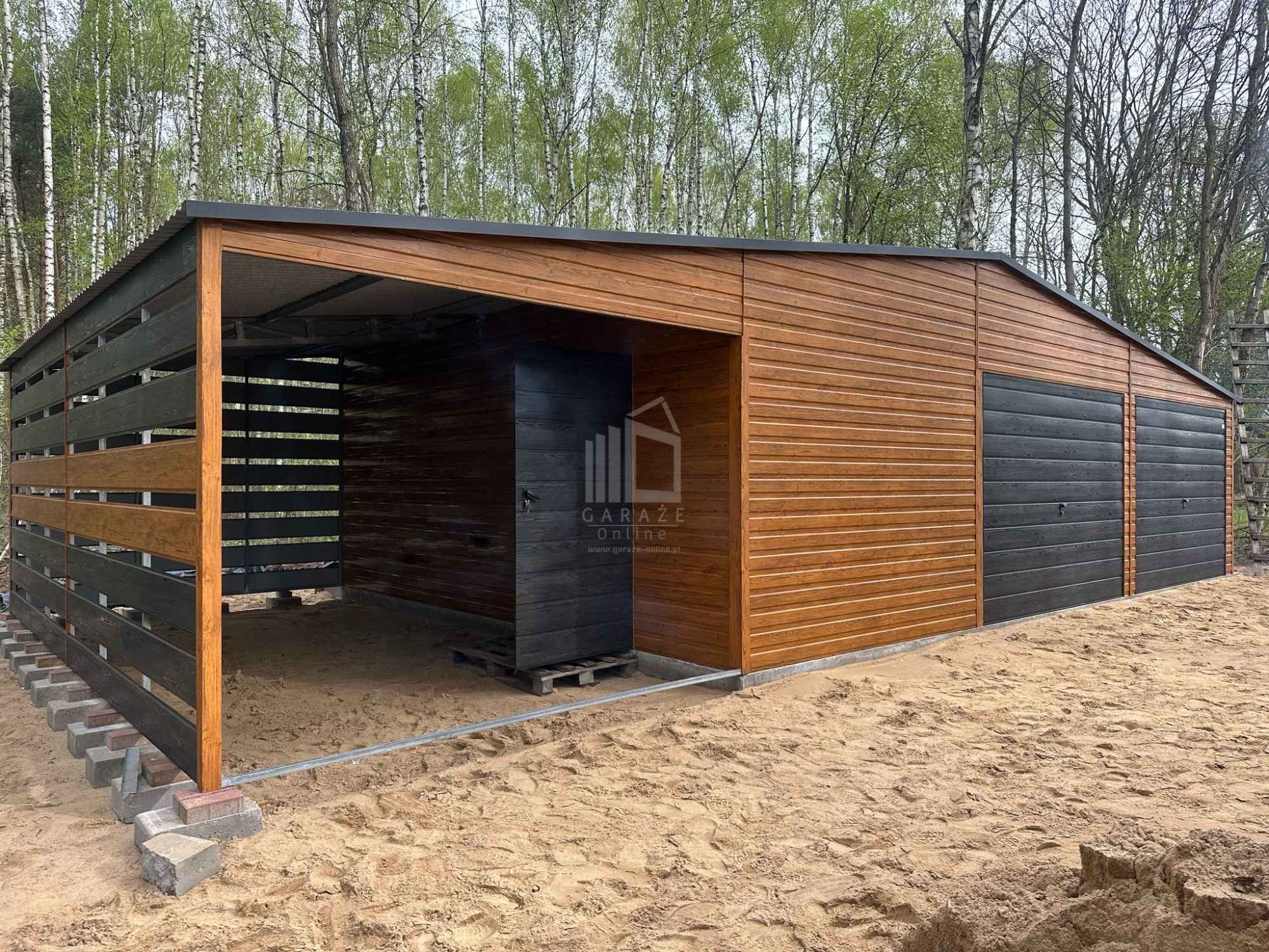Garaż blaszany 10,5x6m - wiata 4,5m 2x brama uchylna drzwi dach ID1041 Konin Żagański - zdjęcie 4