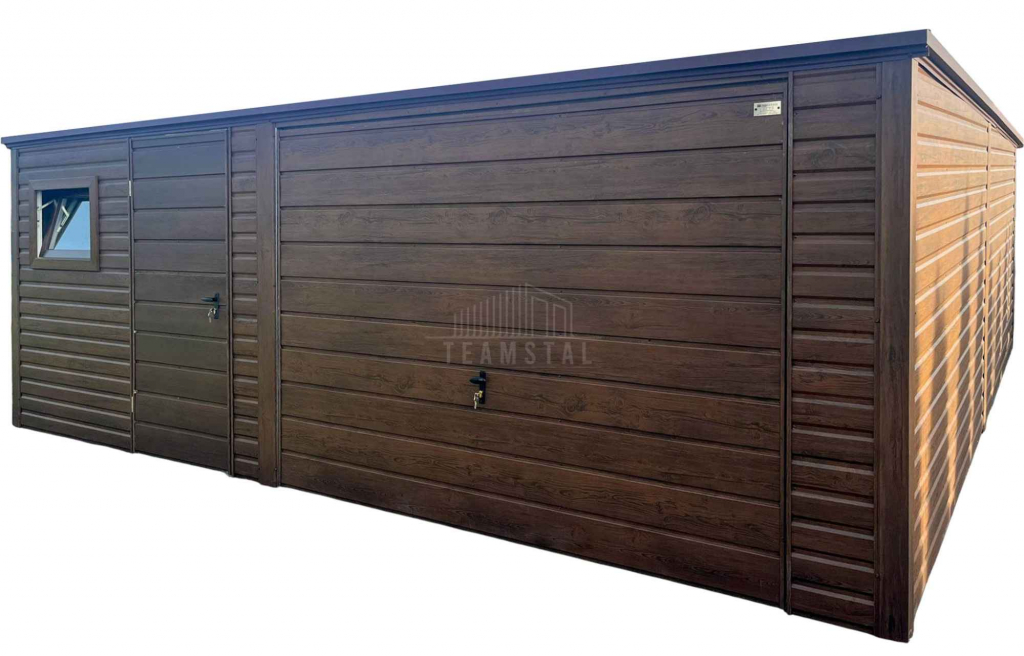 Garaż blaszany 5,5x6m  brama uchylna drzwi okno drewnopodobny TS1197 Łęczyca - zdjęcie 1