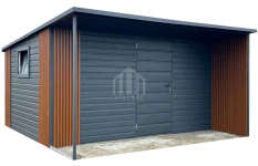 Schowek domek ogrodowy 4x3m - wiata 4x1m  podbitka - lamelami SO152