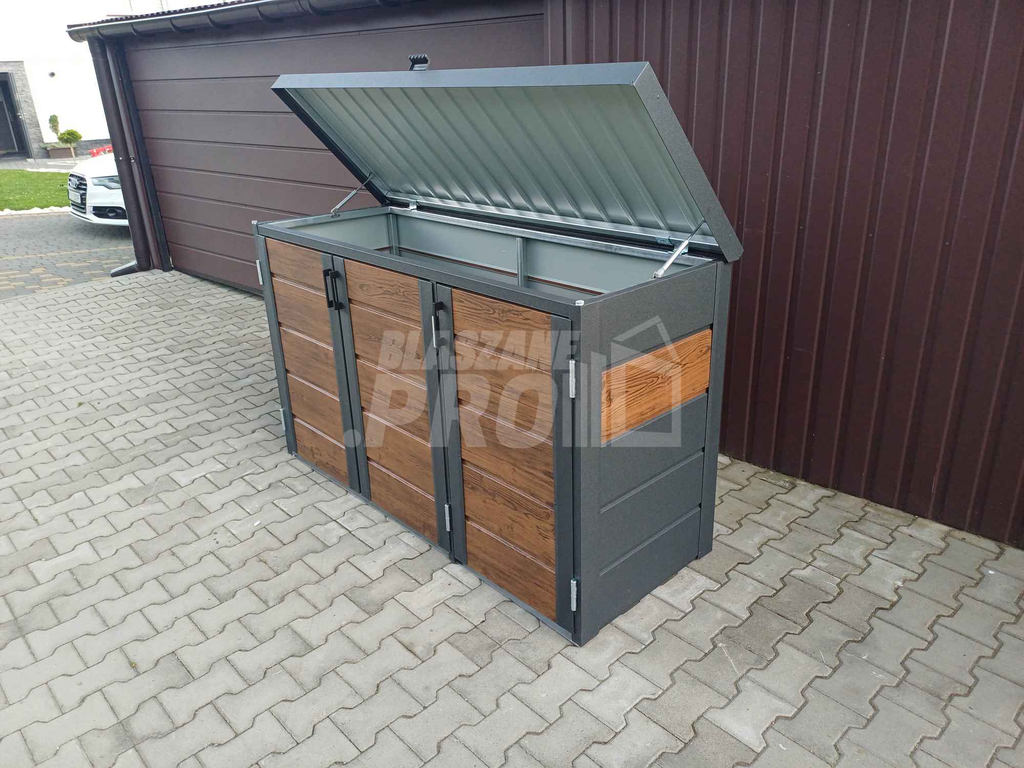 Zabudowa koszy na śmieci wiata śmietnikowa 177x65x110 cm 3x120L GP336 Elbląg - zdjęcie 7