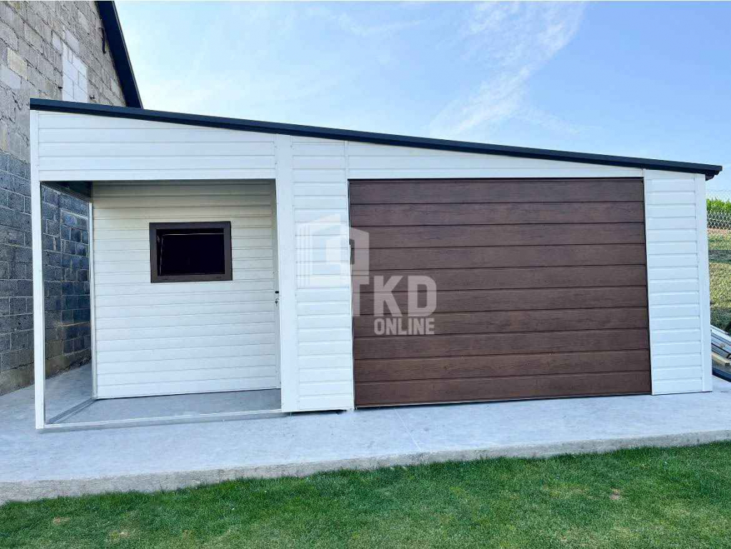 Garaż Blaszany 5x6m wnęka 2m brama uchylna okno drzwi dach TKD354 Toruń - zdjęcie 2