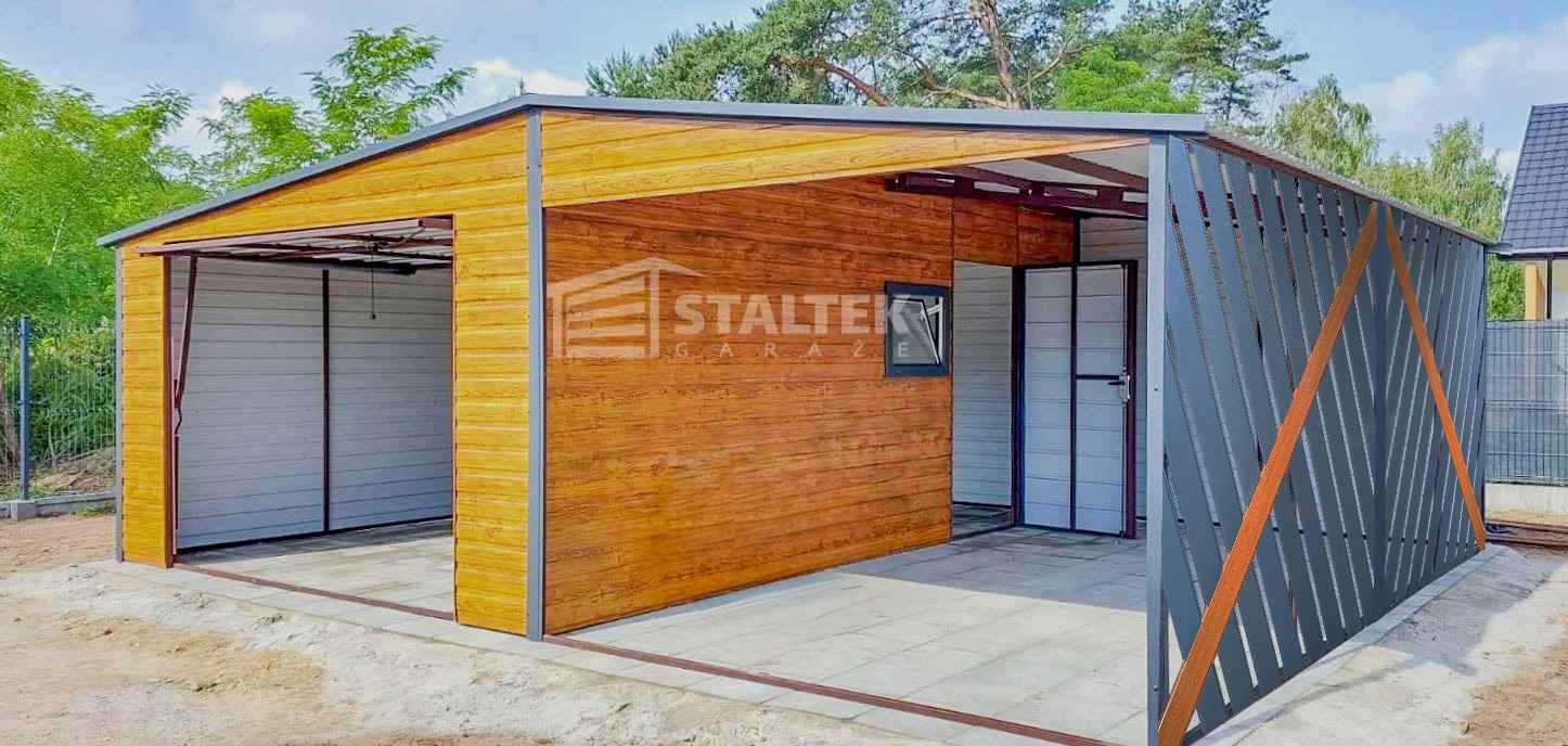 Garaż Blaszany 4x6m + Wiata 4x6m Panele Verona Brama Okno Drzwi  ST138 Rawa Mazowiecka - zdjęcie 4