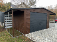 Garaż Blaszany drewnopodobny z wnęką 5.5x5m + 1.5x5m wiata Panelowa Zgorzelec - zdjęcie 3