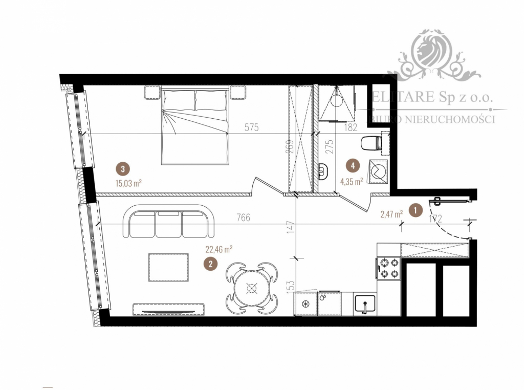 Apartament 44,31m2 ,2 pok. w stanie deweloperskim/Stare Miasto Wrocław - zdjęcie 4