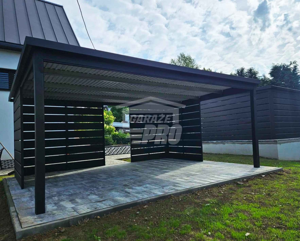 Carport Wiata samochodowa 6x4 m dodatkowa zabudowa dach rynna GP760 Pabianice - zdjęcie 3