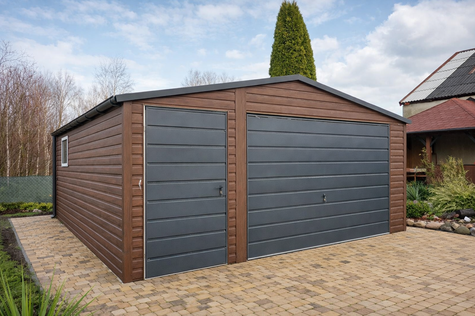 Garaż Blaszany 4,5x6 m Drewnopodobny Profil Ocynkowany MONTAŻ Katowice - zdjęcie 1