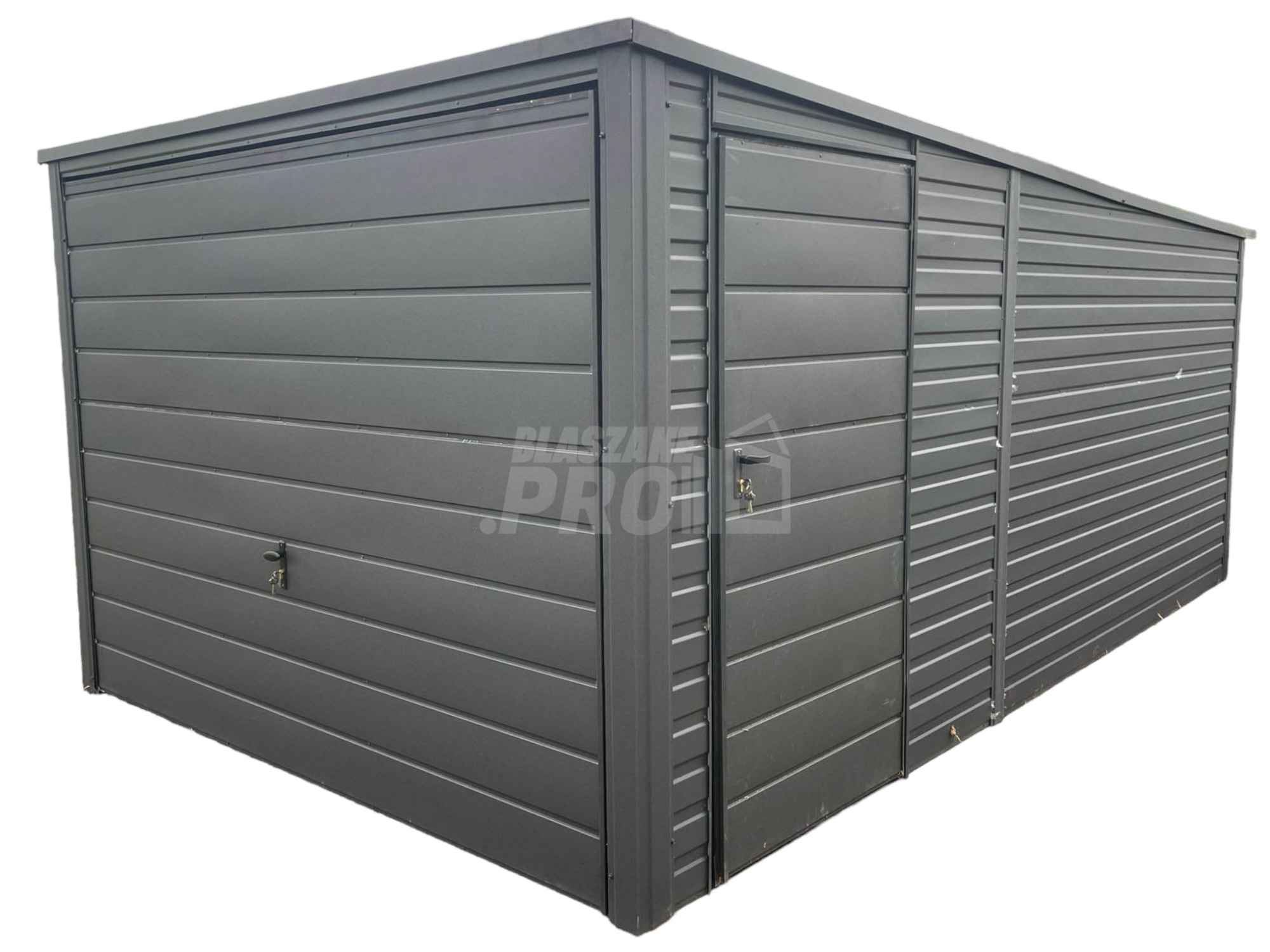 Garaż blaszany 3x5m  Brama uchylna + drzwi  Dach spad w tył GP229 Sieradz - zdjęcie 1