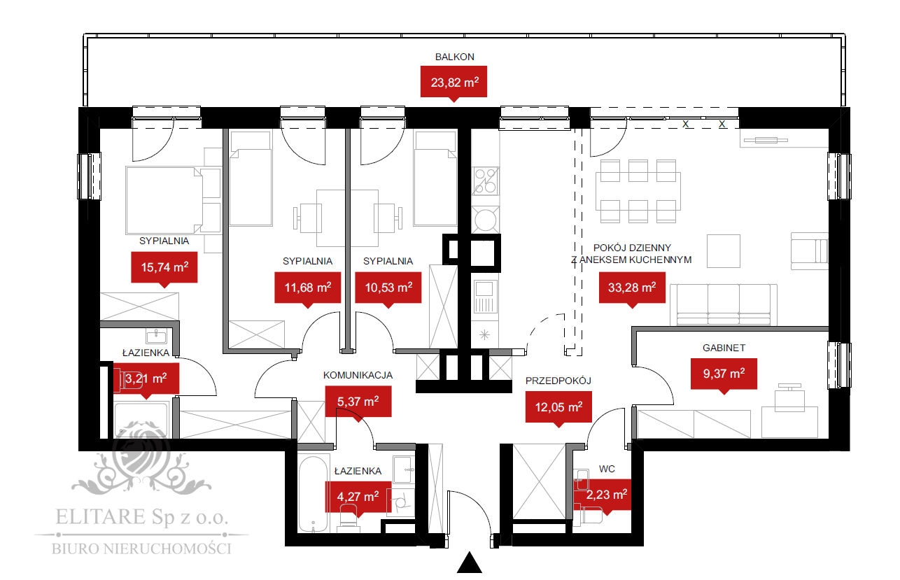 Apartament 5 pokoi 107,73m2m2 + balkon23,82 m2  widokiem na rzekę Wrocław - zdjęcie 2