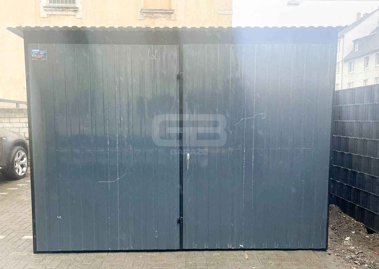 Garaż blaszany 3x7 brama dwuskrzydłowa - antracyt - Dach  GB156 Nowy Sącz - zdjęcie 3