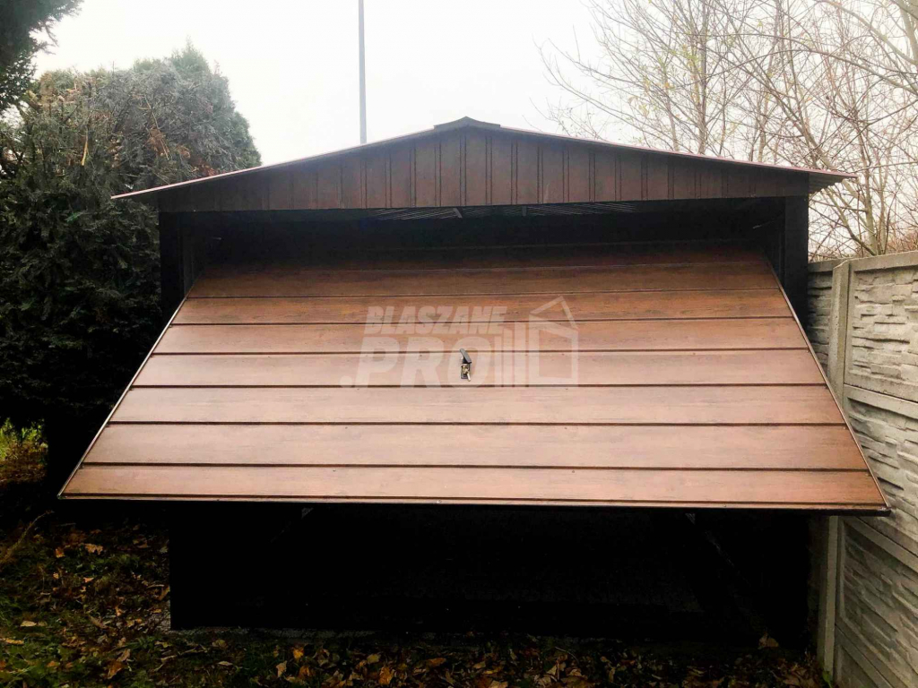 Garaż blaszany 3x6 2x Brama  drewnopodobny  Dach dwuspadowy GP77 Piła - zdjęcie 4