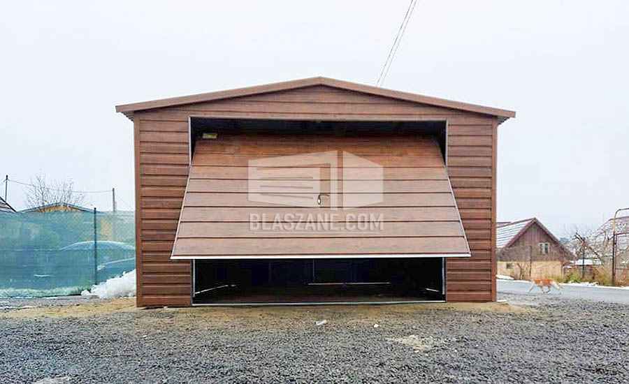 Garaż Blaszany 4x6 - Brama uchylna drewnopodobny dach dwuspadowy BL138 Oświęcim - zdjęcie 2
