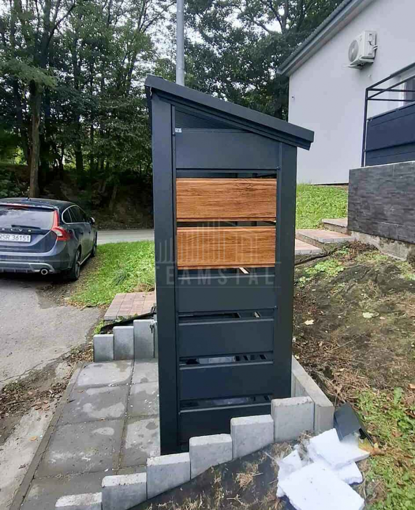 Wiata śmietnikowa 1,5x0,5m - drewnopodobny- dach TS1208 Sanok - zdjęcie 4