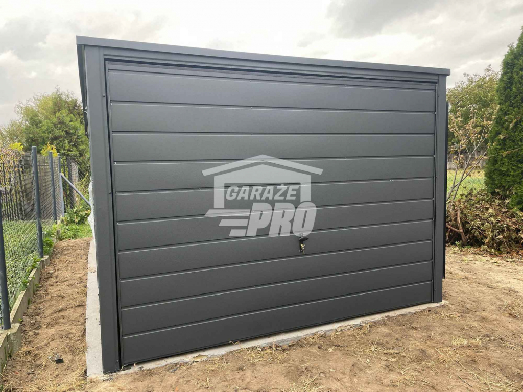 Garaż blaszany 3x5m Brama uchylna drzwi Antracyt Dach spad w tył GP229 Turek - zdjęcie 6