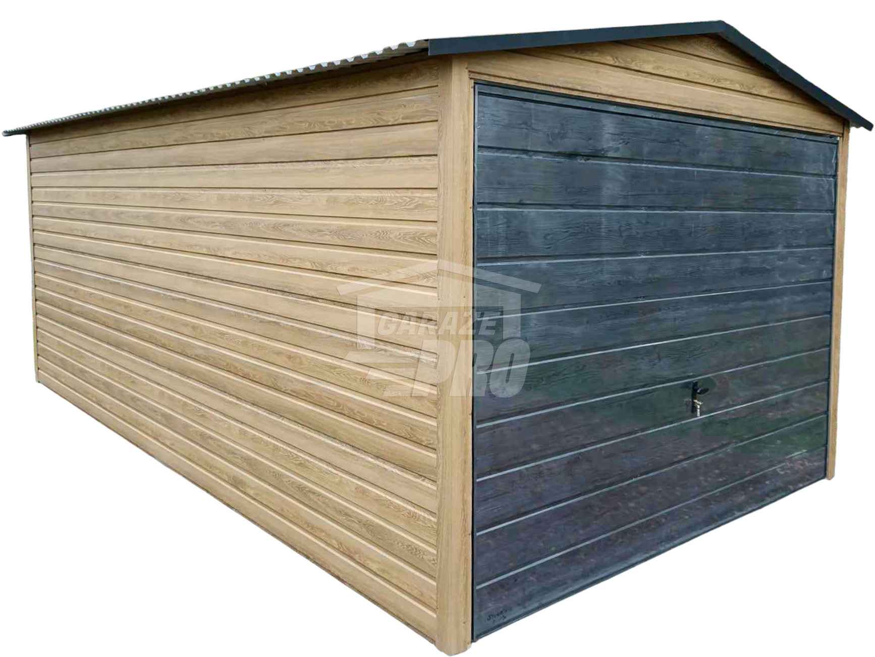 Garaż blaszany 3x6m Brama uchylna Winchester Drewnopodobny Dach GP445 Rawa Mazowiecka - zdjęcie 1
