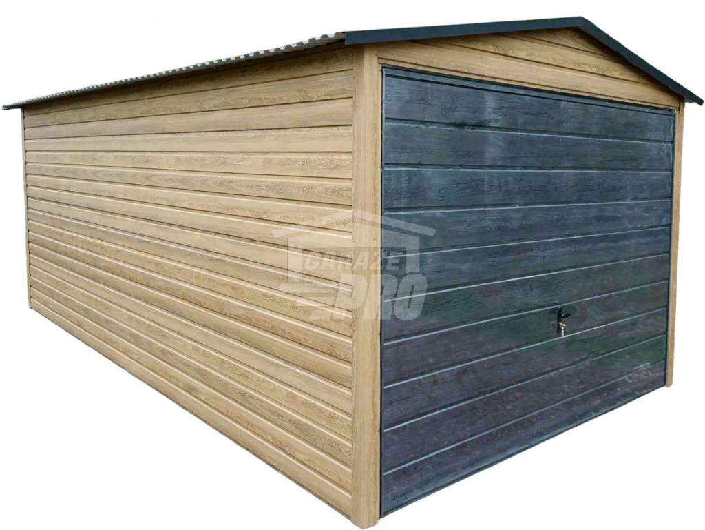 Garaż blaszany 3x6m Brama uchylna Winchester Drewnopodobny Dach GP445 Rawa Mazowiecka - zdjęcie 1