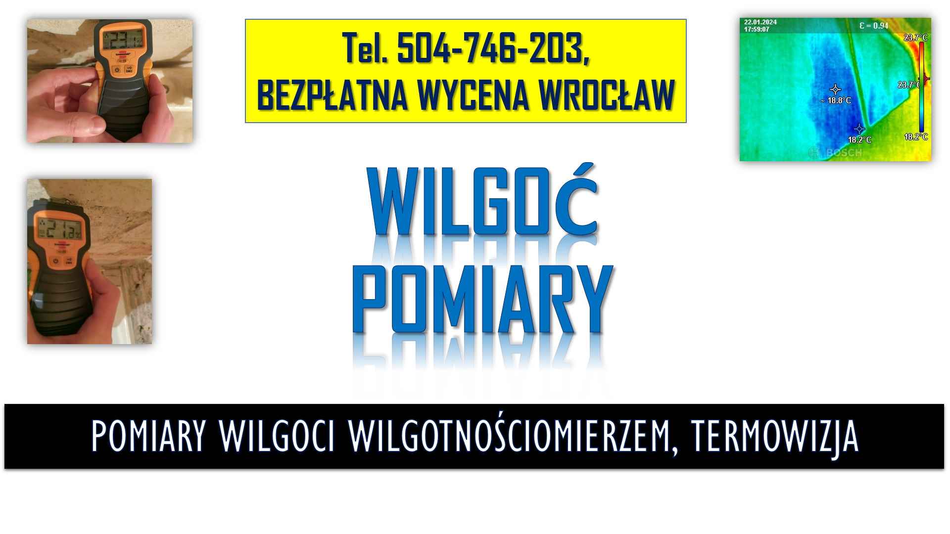 Pomiar wilgotnościomierzem, Wrocław, t.504746203. Wilgotności ściany. Psie Pole - zdjęcie 3