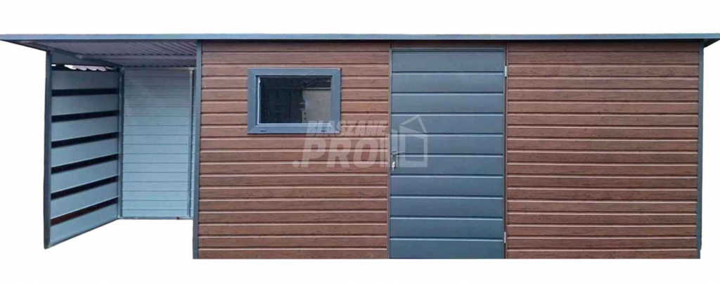 Schowek domek ogrodowy 5x1,5m + wiata 1,5m drewnopodobny   GP451 Gdańsk - zdjęcie 1