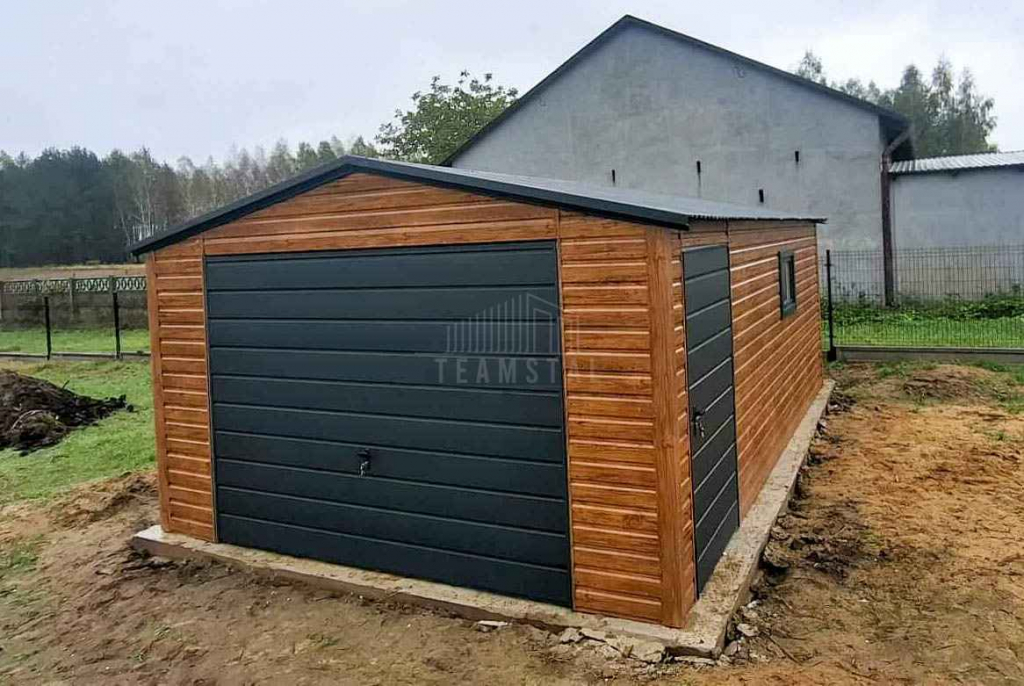 Garaż blaszany 4x6m brama  drzwi okno drewnopodobny dach TS1193 Nowy Dwór Mazowiecki - zdjęcie 4