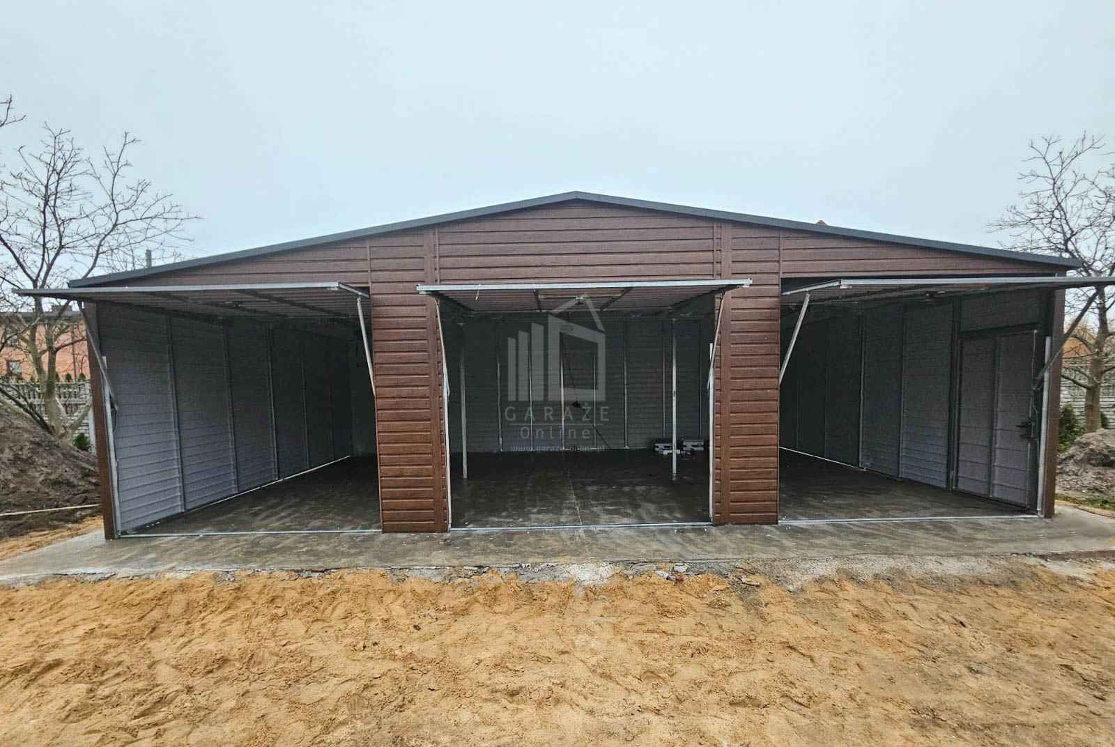 Garaż blaszany 10,5x6m 3x Brama uchylna drzwi rynny dwuspad ID791 Łęczyca - zdjęcie 7