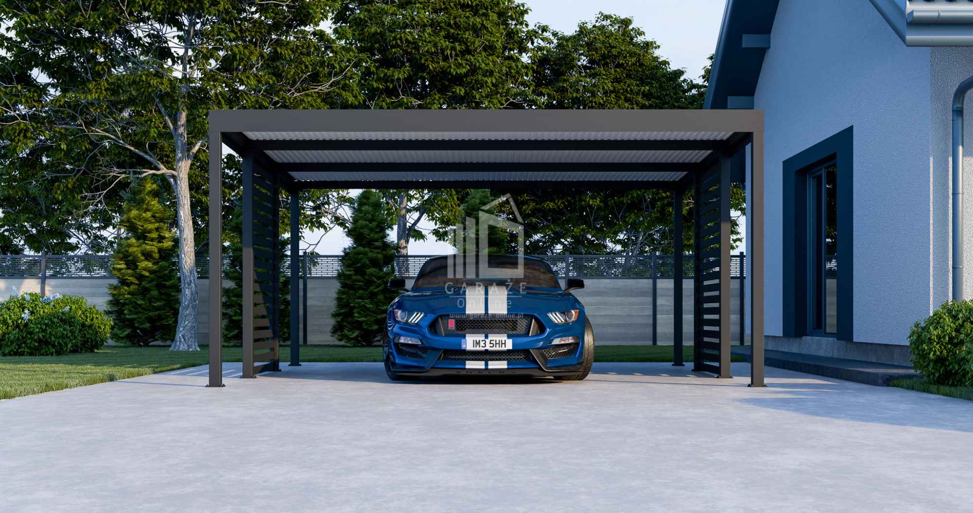 CarPort PREMIUM - Wiata samochodowa 5x5 Antracyt Zabudowa - ID960 Tczew - zdjęcie 2