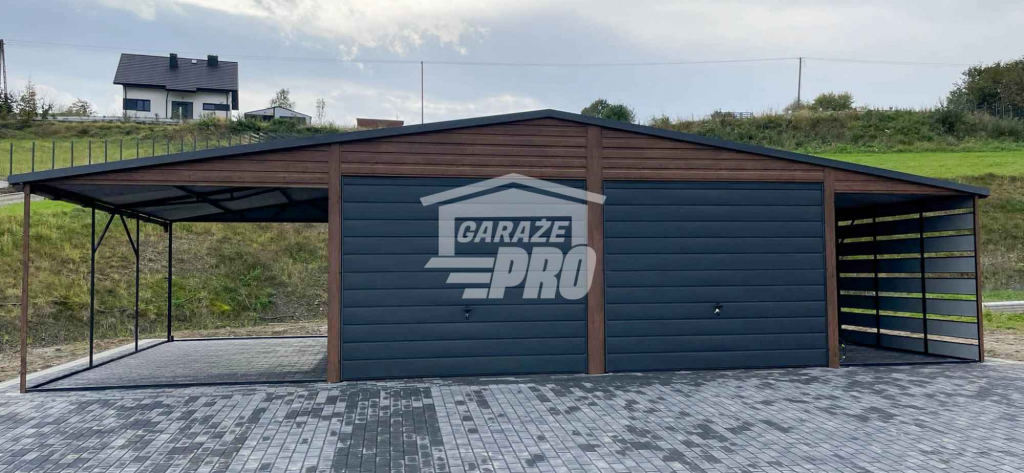 Garaż blaszany 6x6 wiata 3x6 rynny drewnopodobny Blachodachówka GP231 Czersk - zdjęcie 9