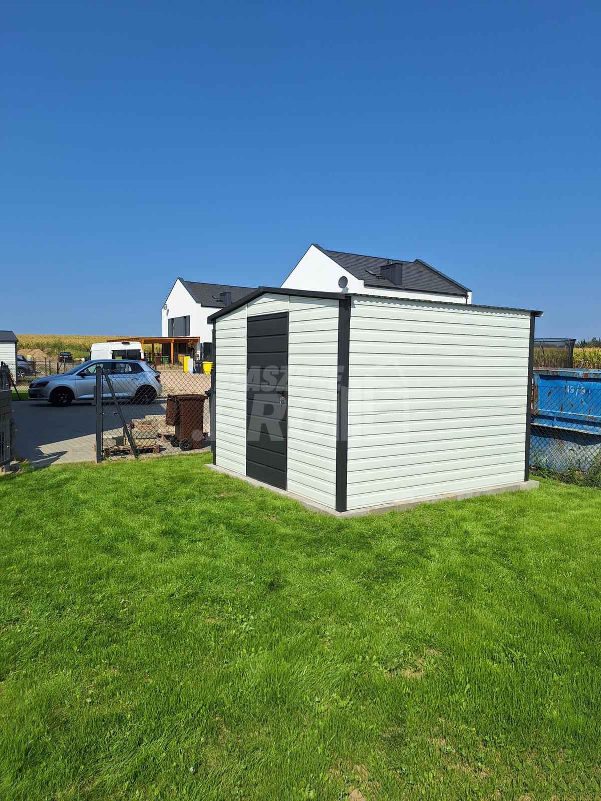 Schowek  Domek ogrodowy  3x3m antracyt - biały - dach dwuspadowy GP456 Bełchatów - zdjęcie 7