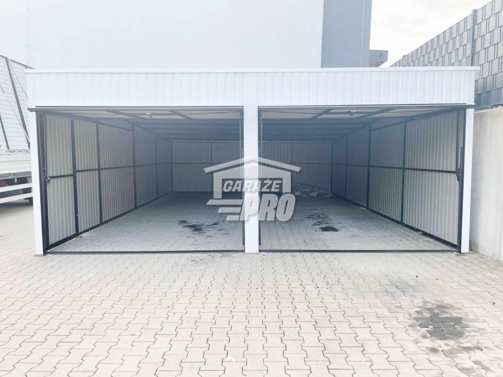 Garaż blaszany 6x7 Brama uchylna x2 + drzwi biały spad w tył GP140 Bemowo - zdjęcie 2