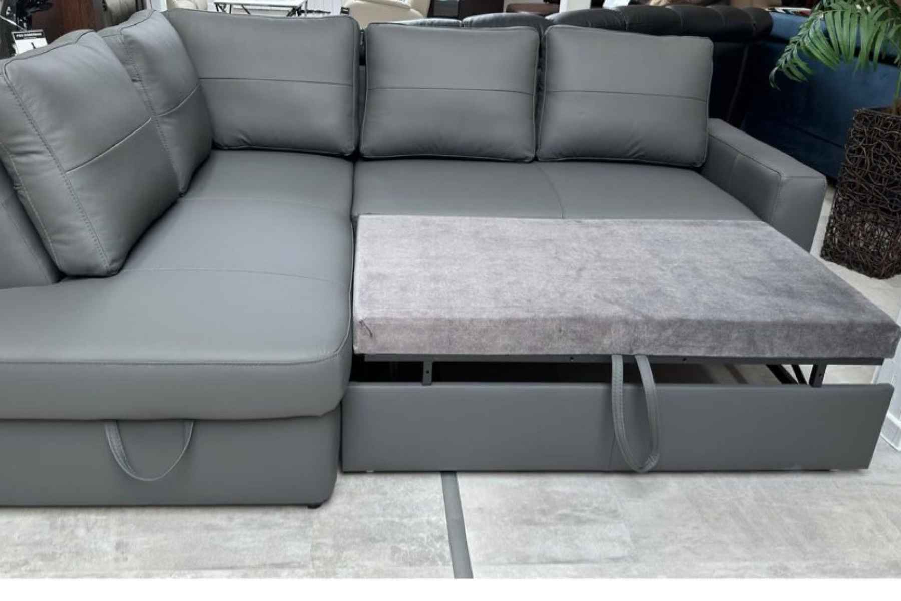 Narożnik Modern -20% skóra naturalna, pojemnik + spanie Piasek - zdjęcie 6