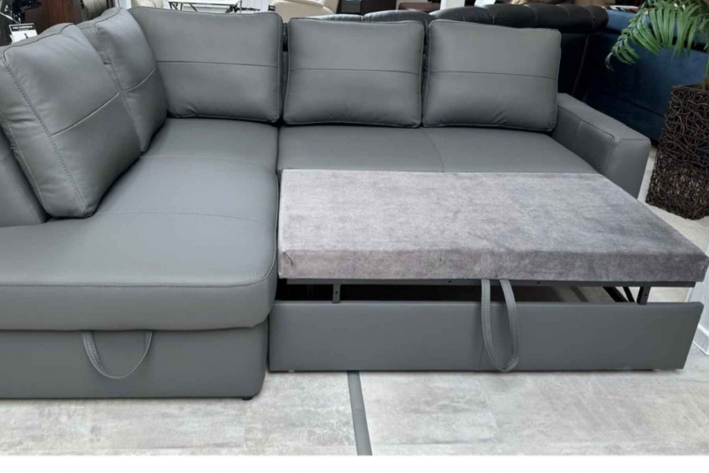 Narożnik Modern -20% skóra naturalna, pojemnik + spanie Piasek - zdjęcie 6