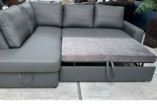 Narożnik Modern -20% skóra naturalna, pojemnik + spanie Piasek - zdjęcie 6