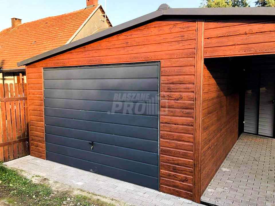 Garaż blaszany 4x6 + wiata 3m Brama uchylna - Blachodachówka GP88 Żnin - zdjęcie 4