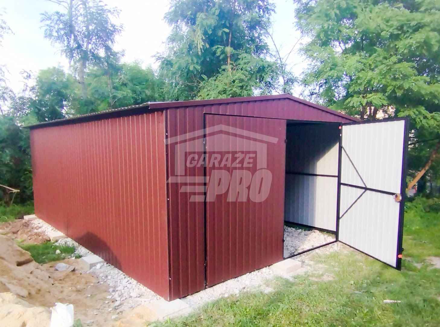 Garaż blaszany 4x7 Brama Brąz Dach dwuspadowy - wolnostojący GP206 Mrągowo - zdjęcie 5