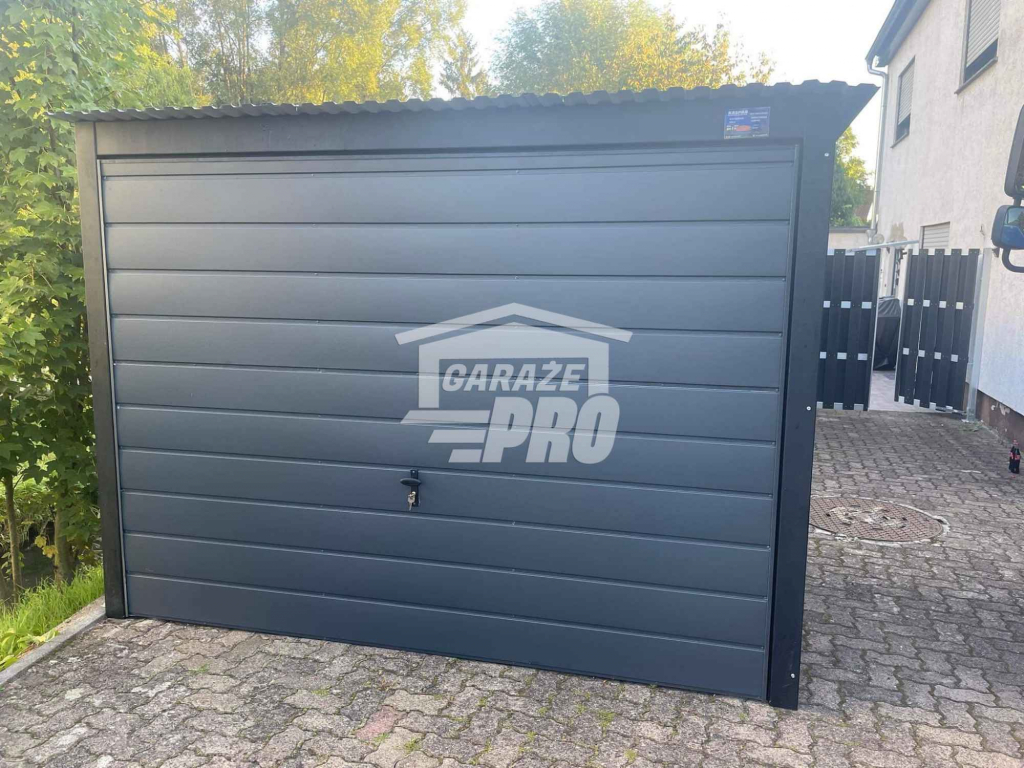 Garaż blaszany 3x7 brama uchylna antracyt Dach spad w tył GP241 Piła - zdjęcie 2