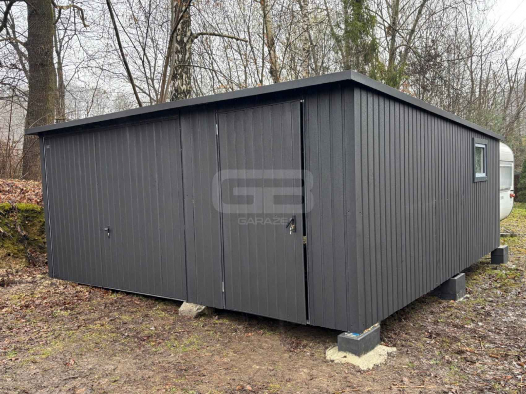 Garaż blaszany 5x6m - brama uchylna - drzwi - okno -  dach GB174 Bartoszyce - zdjęcie 2
